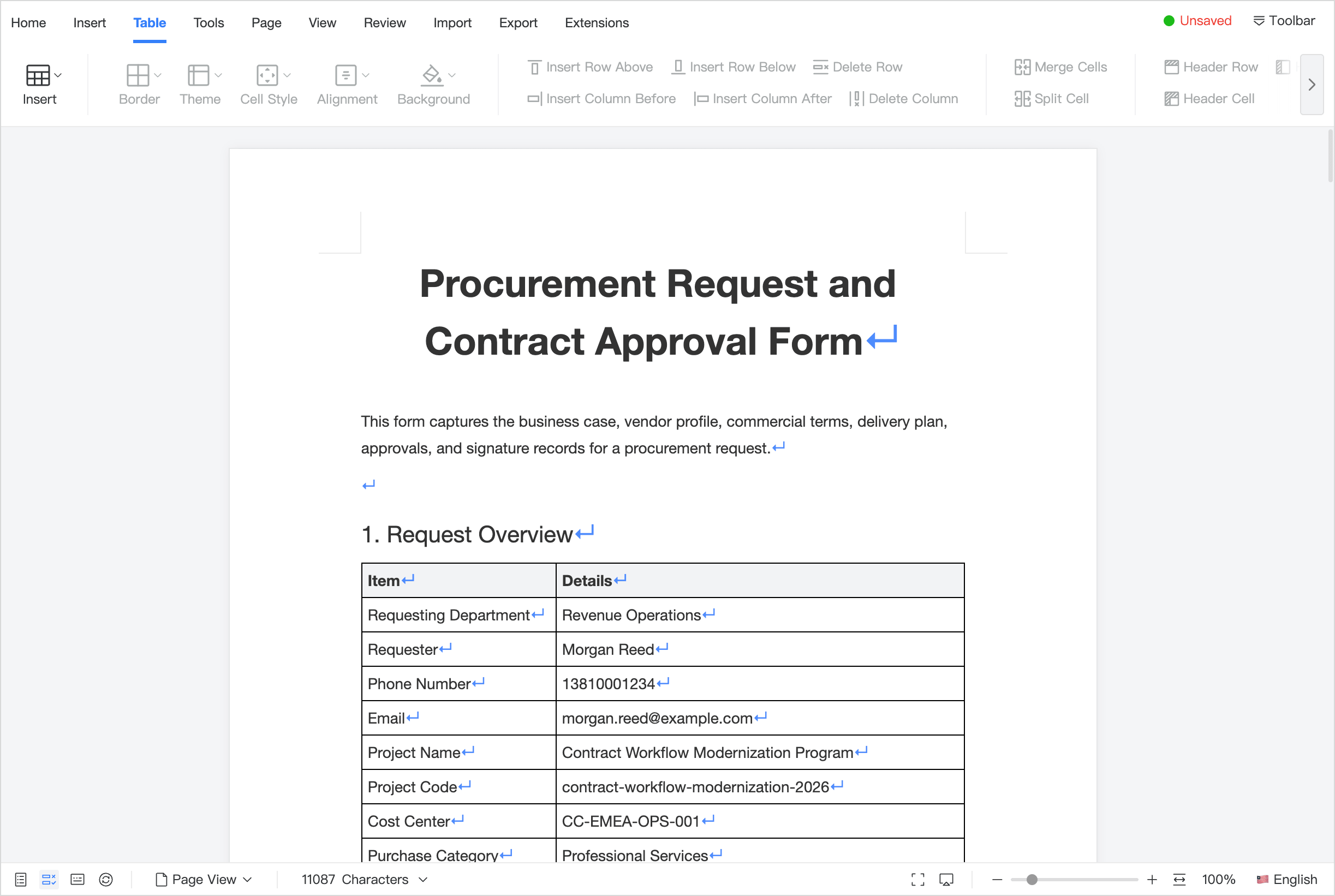 Umo Editor Document Forms